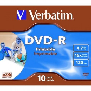 DVD -R 4.7GB 16X CAJA 10 UNIDADES ADVANCED AZO IMPRIMIBLE INKJET VERBATIM