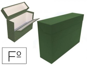 Caja transferencia mariola folio doble carton forrado geltex lomo 20 cm color verde