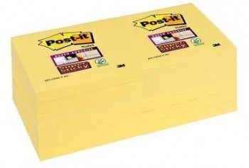 Post-it  Notas Super Sticky Canary Yellow , 12 blocs 76 x 76 mm