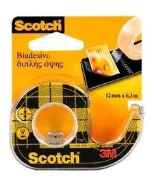 Scotch Cinta adhesiva de doble cara, 12 mm x 6,3 m en dispensador para sujetar con la mano
