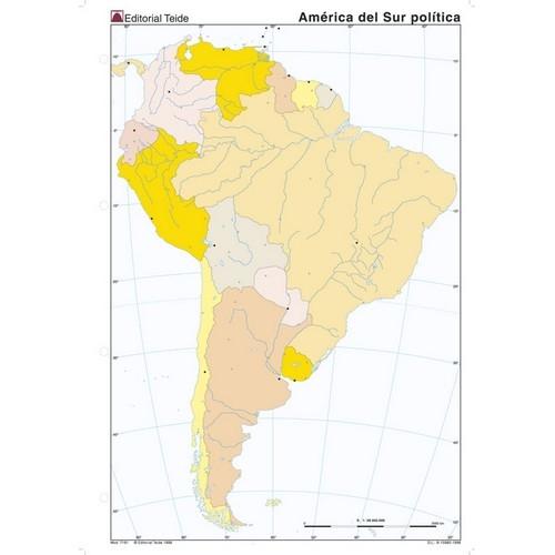 10 ud. Mapa Mudo América del Sur Físico A4 