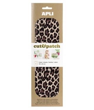 Papel Cut&Patch Leopardo 3 hojas APLI