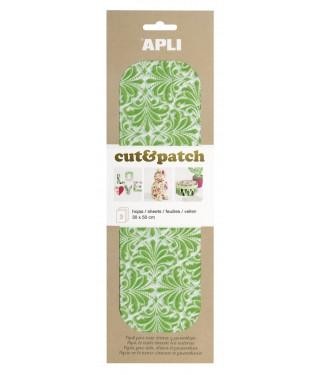 Papel Cut&Patch Verde&blanco 3 hojas APLI